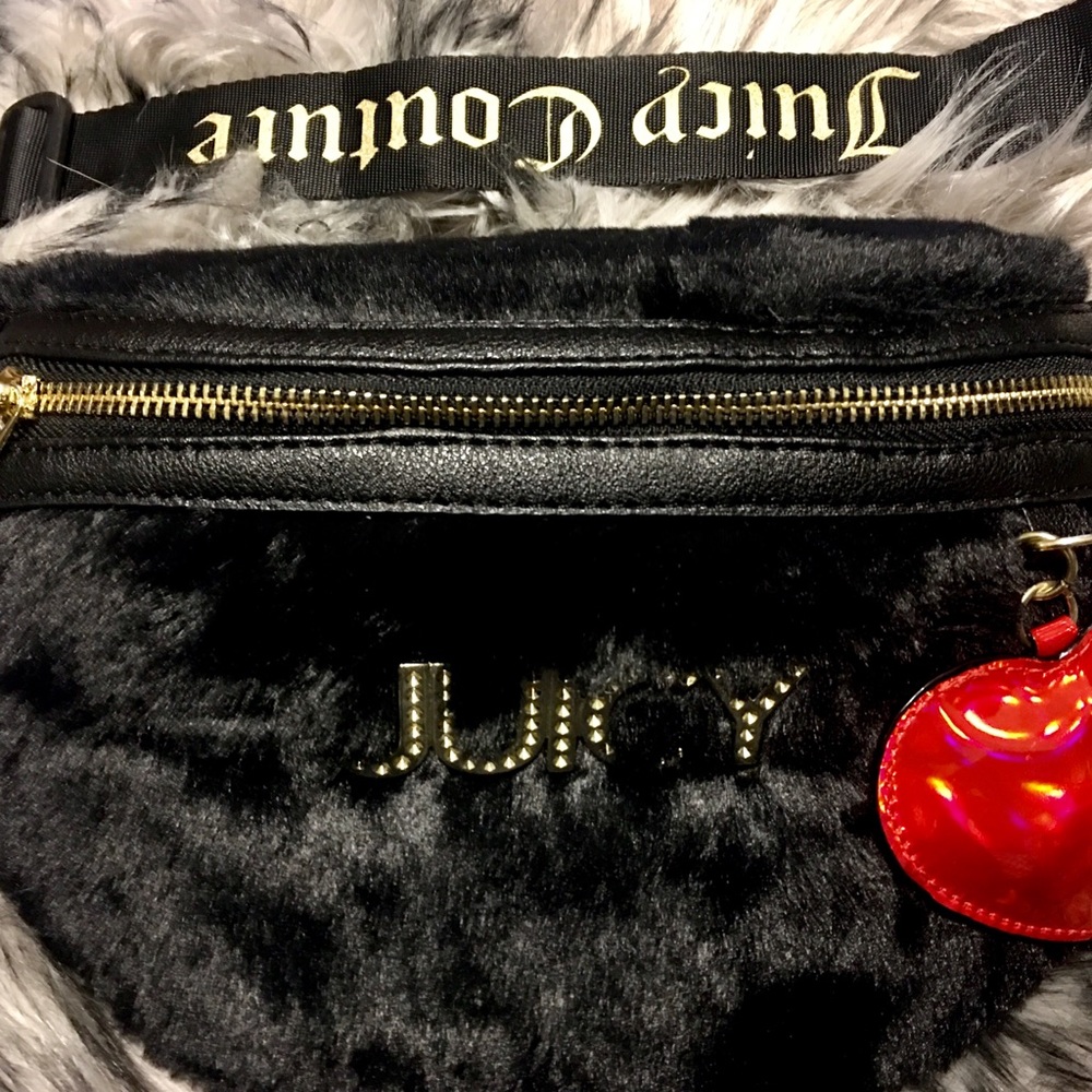 Juicy NWT Black Fur Waist Bag Purse Fanny Pack Perfect for Valentines